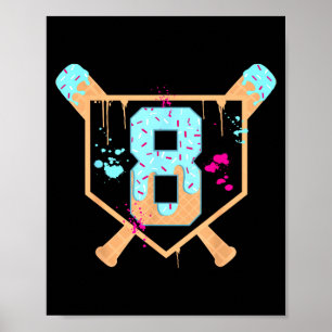 Baseball 8 Jahre alte Eiscreme tropft 8. Geburtsta Poster