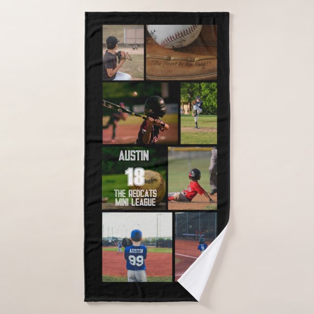 Baseball 8 Photo Collage Poster personnalisé (Serviette de bain)