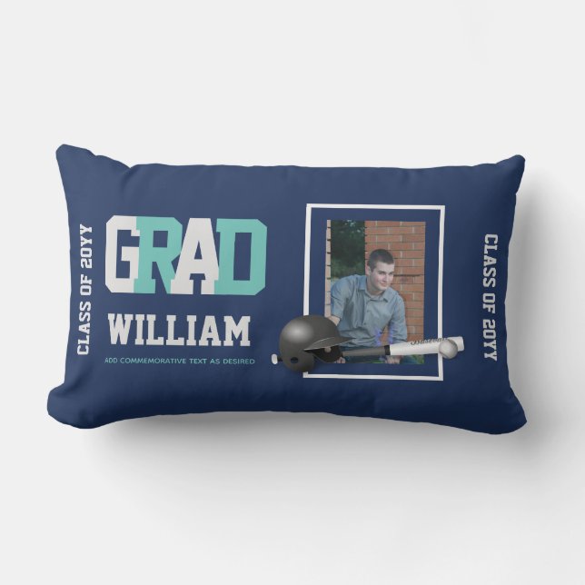 Baseball ABSCHLUSS FOTO Geschenk Personalisiert Lendenkissen (Vorderseite)