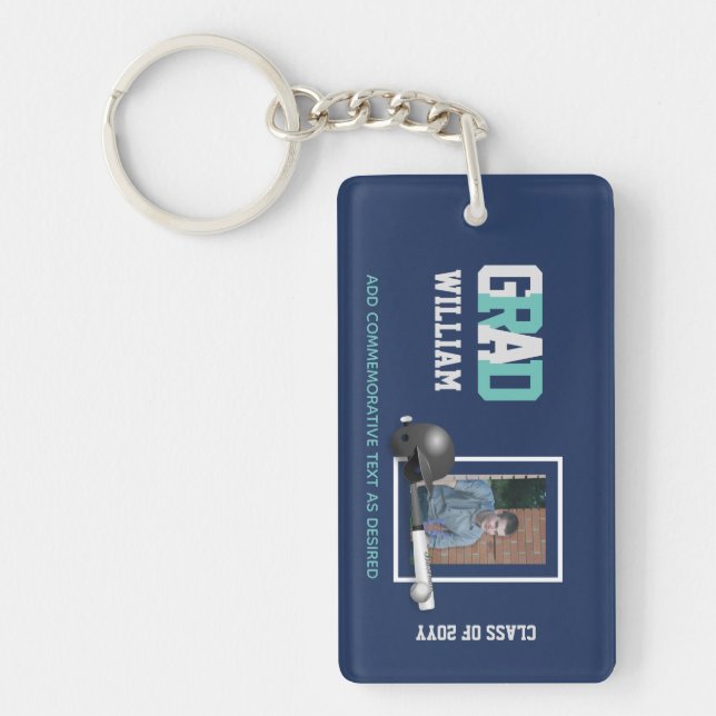 Baseball ABSCHLUSS FOTO Geschenk Personalisiert Schlüsselanhänger (Vorderseite)