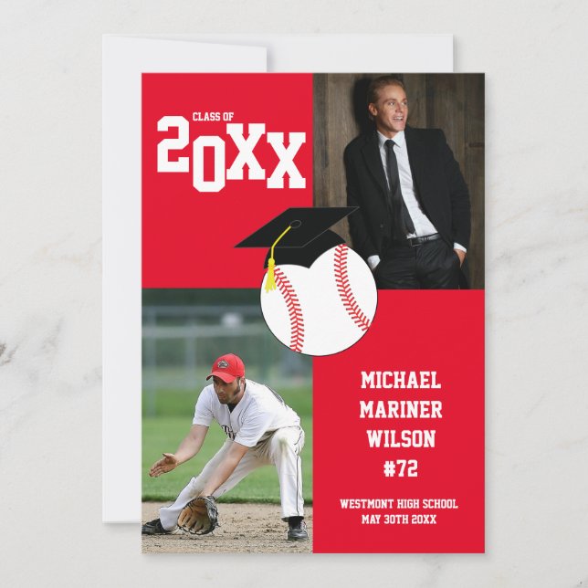 Baseball Abschluss Sport Red Foto Ankündigung (Vorderseite)