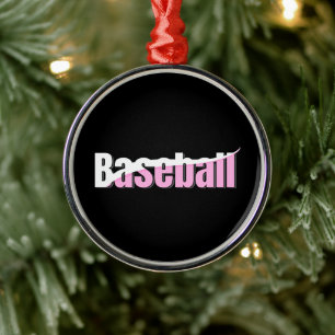 Baseball Abstract Swish - Girly Wortkunst Ornament Aus Metall