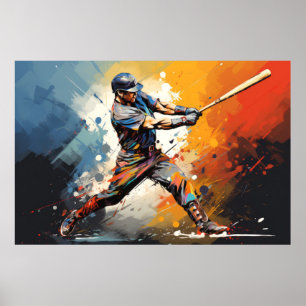 Baseball Action Sport Malerei Abstrakte Art Deco Poster