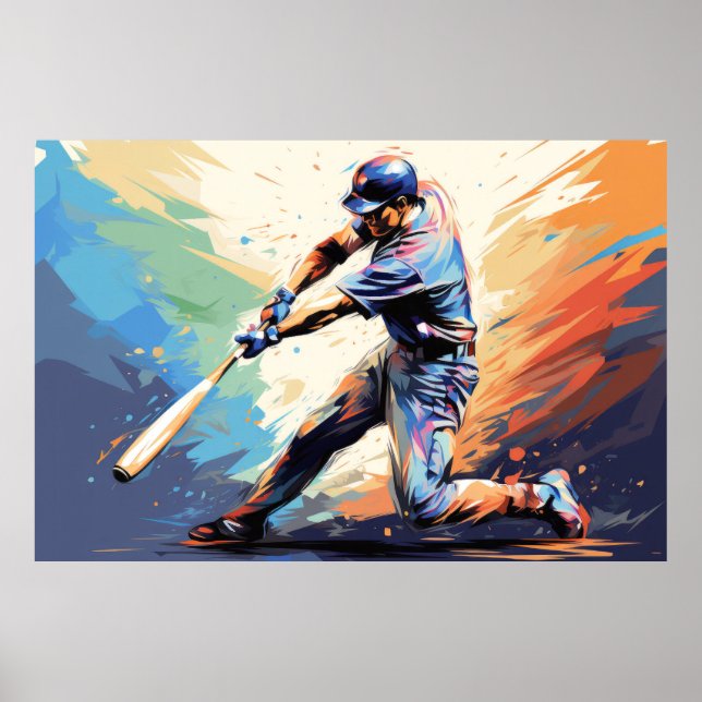 Baseball Action Sport Malerei Abstrakte Art Deco Poster (Vorne)