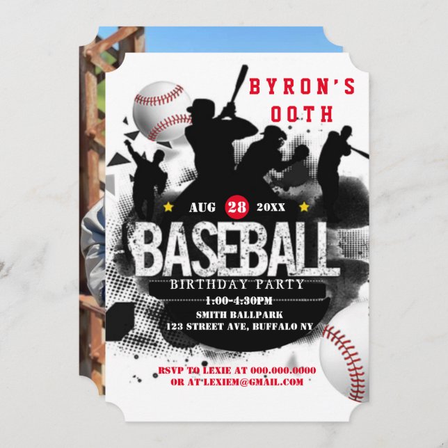 Baseball Add Foto Geburtstagsparty (Vorne/Hinten)