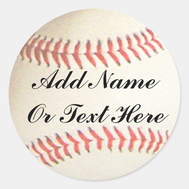 BASEBALL ADD NAME ODER TEXT HIER-STICKER RUNDER AUFKLEBER (Vorderseite)