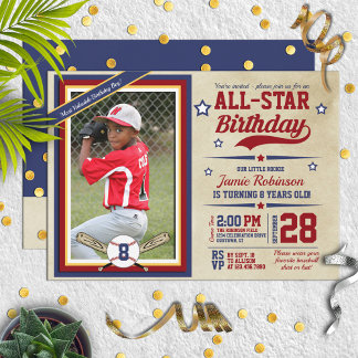 Baseball All-Star Foto Geburtstagsparty Einladunge Einladung