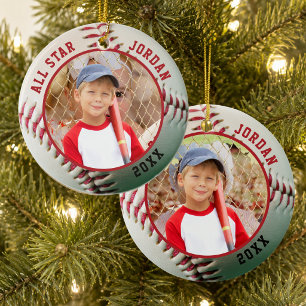 Baseball ALL STAR Name 2 Foto Personalized Keramik Ornament