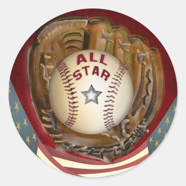 Baseball All Star Runder Aufkleber (Vorderseite)