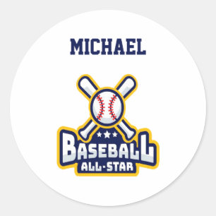 Baseball All-Star-Schläger personalisierte Baby-T- Runder Aufkleber