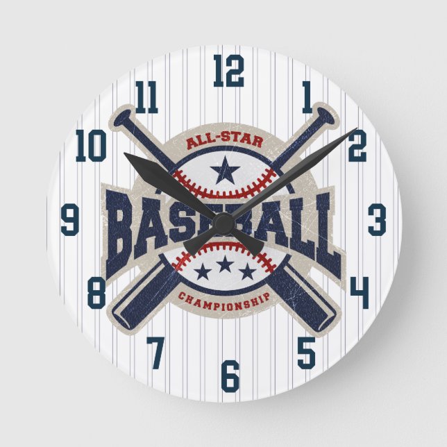 Baseball All Star Sportteam Runde Wanduhr (Vorderseite)