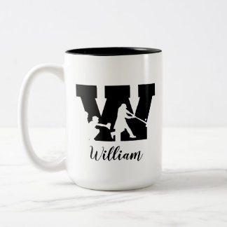 Baseball Alphabet W Personalisierter Mit Monogramm Zweifarbige Tasse