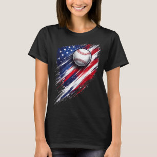 Baseball-America-Flag Jungen Mädchen Männer Frauen T-Shirt