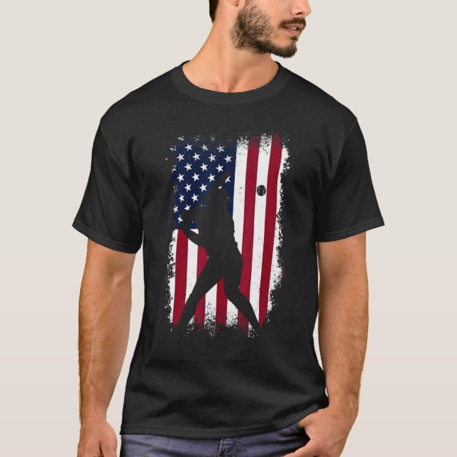 Baseball American Flag   Baseball Fans   Men Vinta T-Shirt (Vorderseite)