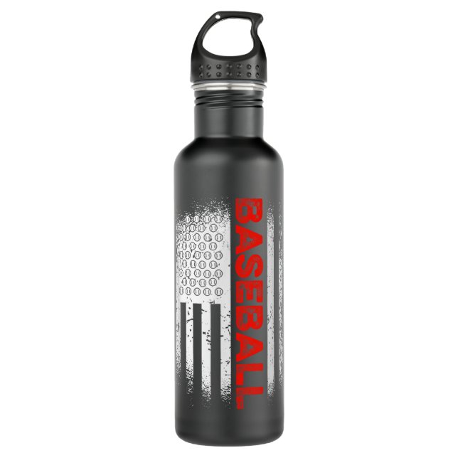 Baseball American Flag Men Boys Baseball Lov Edelstahlflasche (Vorderseite)