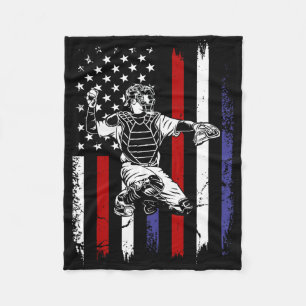 Baseball American Flag Patriotic Catcher 4th Of Ju Fleecedecke