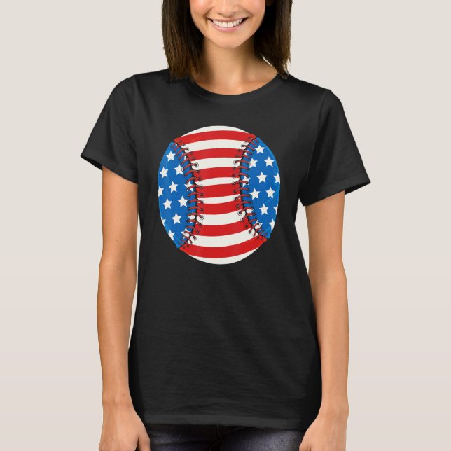 Baseball American USA flag Patriotic Retro Basebal T-Shirt (Vorderseite)