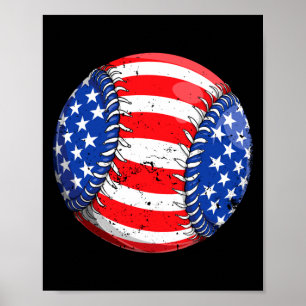 Baseball amerikanische Flagge 4. Juli Jungen Männe Poster