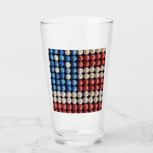 Baseball-Amerikanische Flagge Glas (Vorderseite)