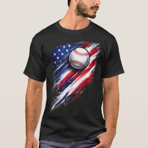Baseball amerikanische Flagge Jungen Mädchen Männe T-Shirt