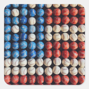 Baseball-Amerikanische Flagge Quadratischer Aufkleber