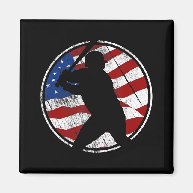 Baseball-Amerikanische Flagge - Vintages Baseball Magnet (Vorne)