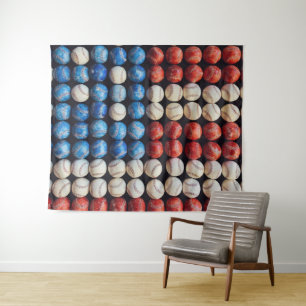 Baseball-Amerikanische Flagge Wandteppich