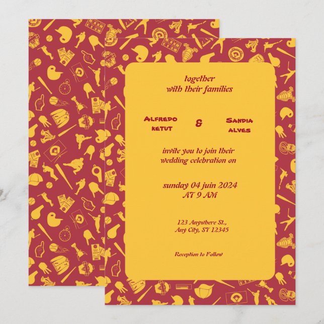Baseball amour sport Thème Mariage Invitations (Devant / Derrière)