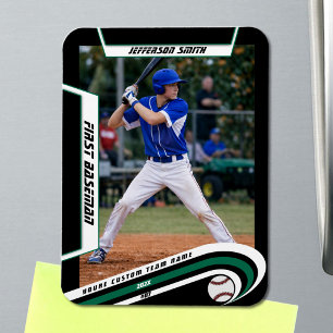 Baseball-Andenken Lebendig Grün Schwarz Maßgeschne Magnet