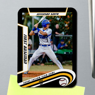 Baseball Andenken Lebhaft Gelb Schwarz Maßgeschnei Magnet