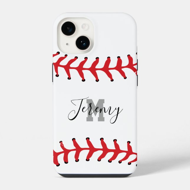 Baseball Anfangsbuchstabe & Name iPhone 14 Hülle (Rückseite)