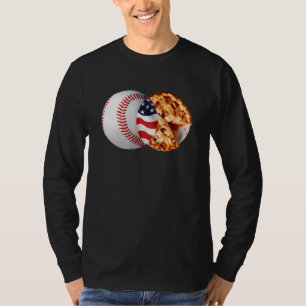 Baseball Apfelkuchen Amerikanische Flagge 4. Juli T-Shirt