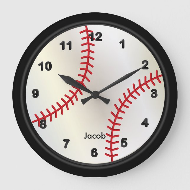 Baseball-Art Große Wanduhr (Vorderseite)