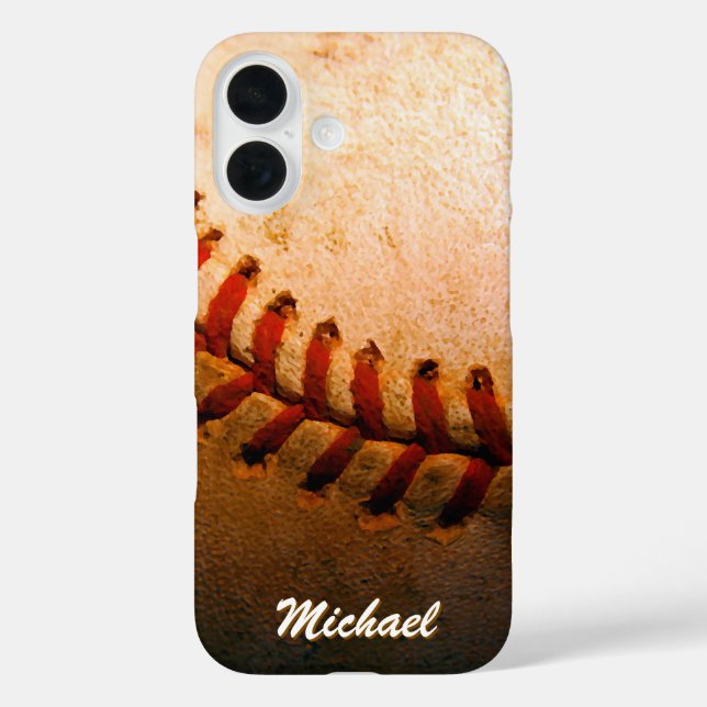 Baseball Artwork Ihren Namen benutzerdefiniert iPhone 16 Hülle (Rückseite)
