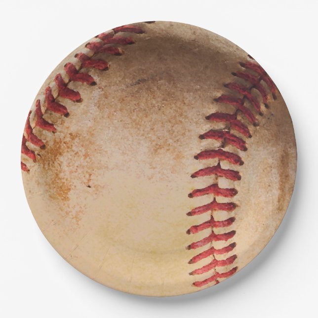 Baseball Artwork Vintag Pappteller (Vorderseite)