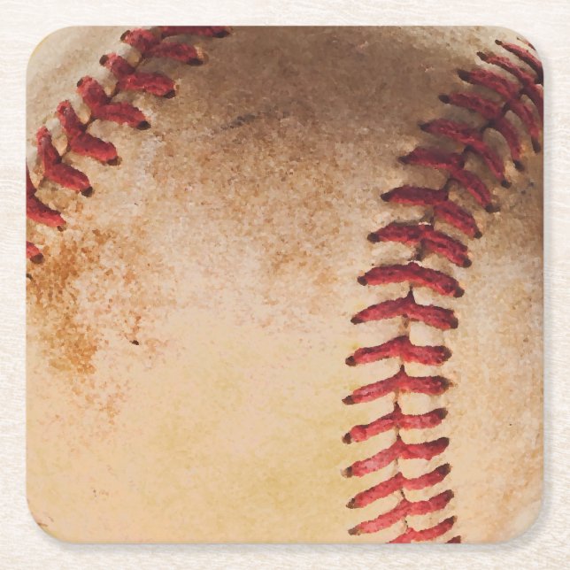 Baseball Artwork Vintag Rechteckiger Pappuntersetzer (Vorderseite)