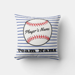 Baseball auf Blau gestreift  Name Sport Jungen Zim Kissen