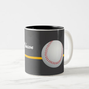 Baseball auf einem dunkelgrauen Hintergrund person Zweifarbige Tasse