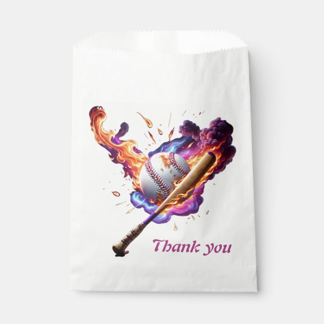 Baseball auf Feuer. Geschenktütchen (Vorderseite)