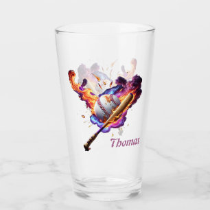 Baseball auf Feuer. Glas