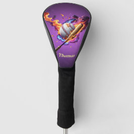 Baseball auf Feuer. Golf Headcover