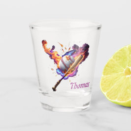 Baseball auf Feuer. Schnapsglas