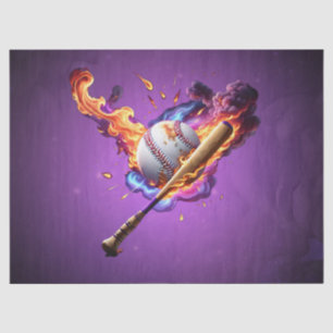 Baseball auf Feuer. Seidenpapier