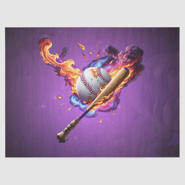 Baseball auf Feuer. Seidenpapier (Vorderseite)