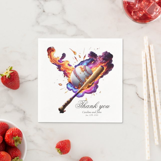 Baseball auf Feuer. Serviette (Beispiel)