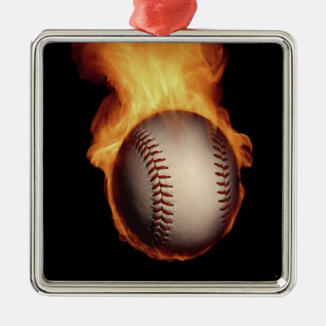 Baseball auf Feuerverzierung Ornament Aus Metall (Vorne)
