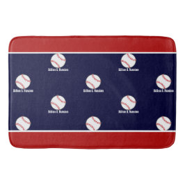 Baseball auf Navy Blue Name Sportsaal Boys Showe Badematte