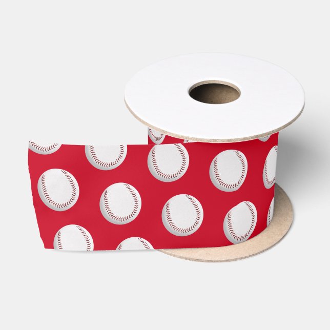 Baseball auf Red Satin Ribbon Satinband (Spule)