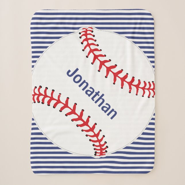 Baseball auf Streifen Design Sherpa Blankon Sherpadecke (Vorderseite)