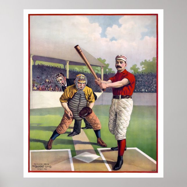 BASEBALL auf ZUHAUSE PLATE im Jahr 1895 Poster (Vorne)